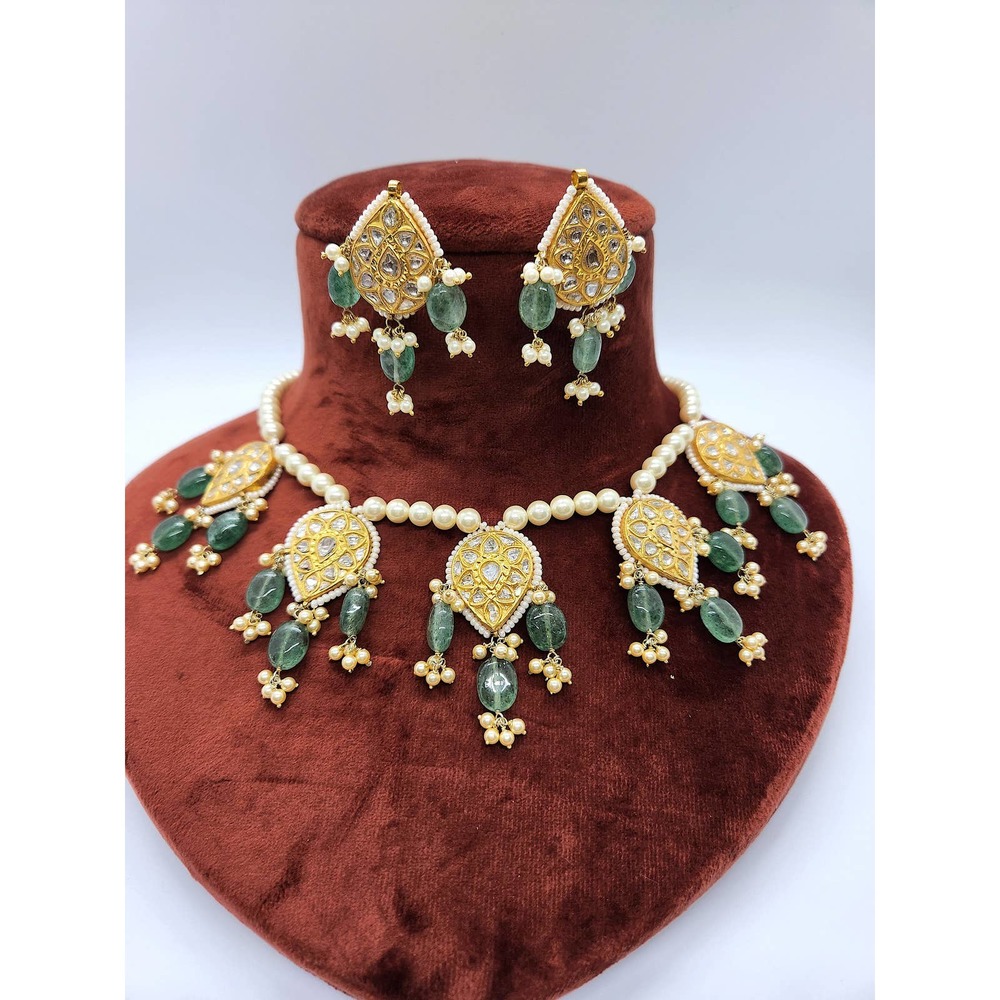 22kt Gold Designer Kundan Diamond Polki Necklace set